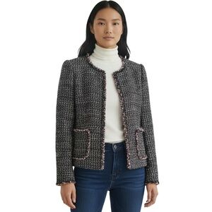 Rebecca Taylor Multi Tweed Fringe Jacket size 8